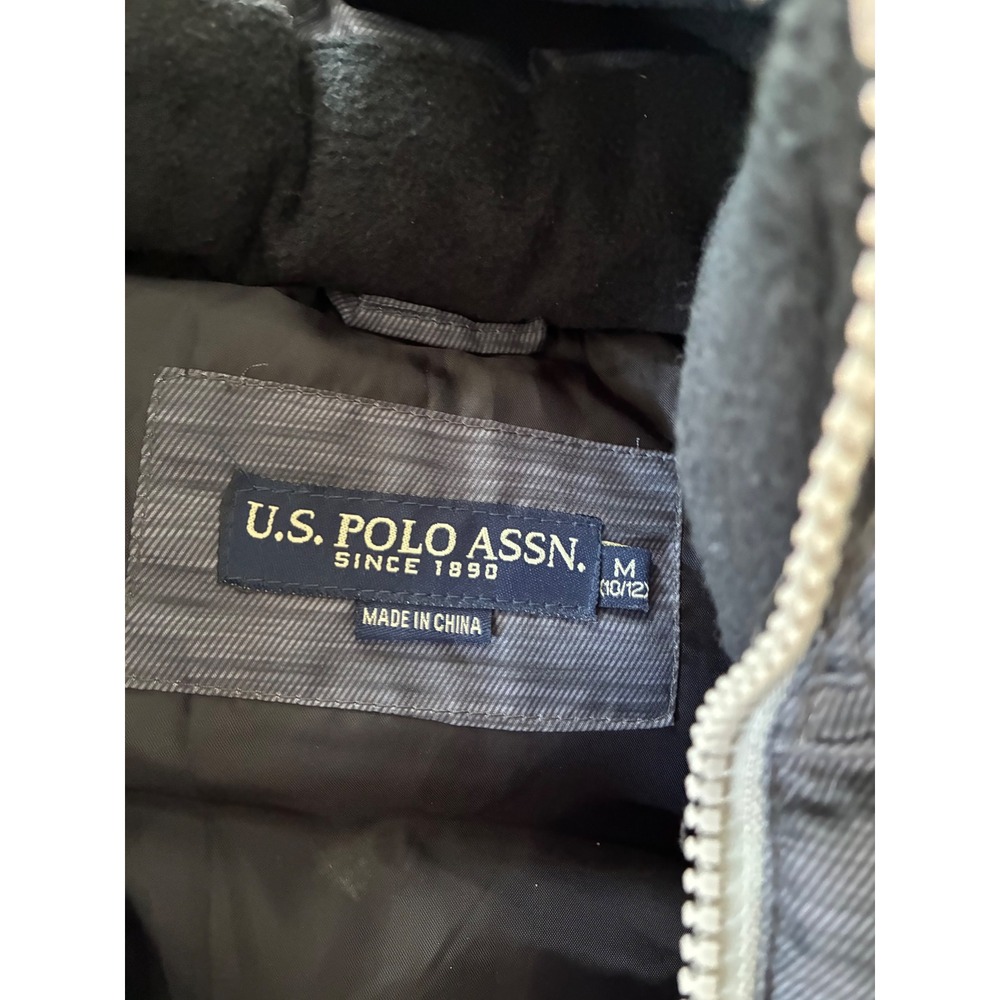 Kids U.S. Polo Assn. 125th Anniversary Puffer Vest Hoodie Gray Size M 10 12 - Picture 4 of 5
